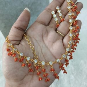 Real coral 14 ct replica set with earrings