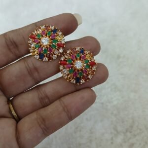 Navratna studs ( Micropolish with screw back )