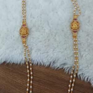Double line pearl chain with Lakshmi pendants