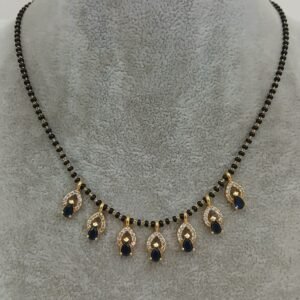 (BLUE) Black beads with stone drops