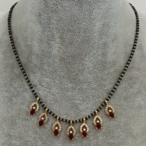 (RED) Black beads with stone drops