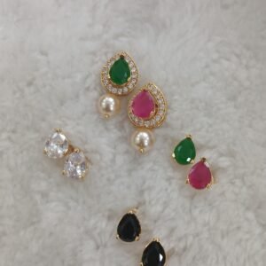 Drop shape changeable earrings with swarouski drop