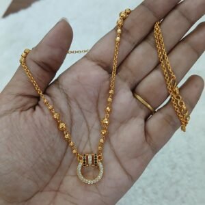 Gold balls chain with stone pendant