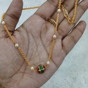 Simple Jadau kundan ball chain