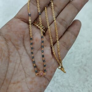 Pink CZ ball with kattu theega blackdiamonds