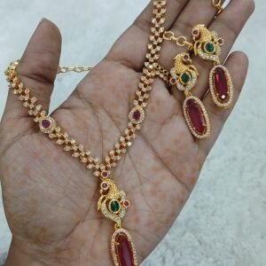 Multi stone Peacock neck set