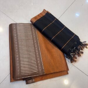 Brown with big zari border
