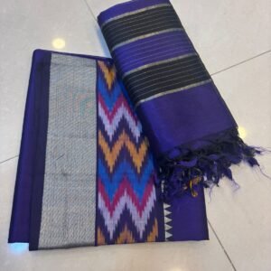Blue with black (Zari & Ikkat border)