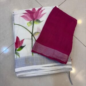 Pure Lenin Jaipur print saree
