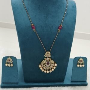 Victorian pendant set with earrings & Blackdiamonds (kattu theega)