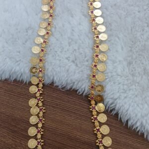 Long Lakshmi kaasu chain with Ruby stones