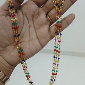 Gold copy navrathna with real beads