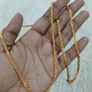 Circle with rice grain pattern Micropolish thaali chain(24inches)