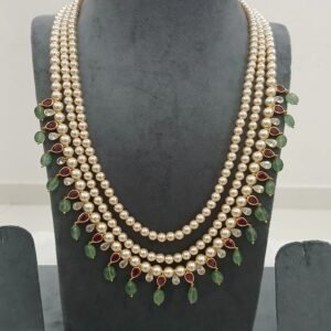 Gold copy real beads step haaram