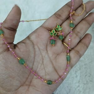 Ruby / Emerald kattu theega with earrings