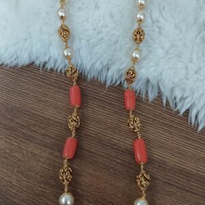 Peacock nakshi with Italian Coral Micropolish chain