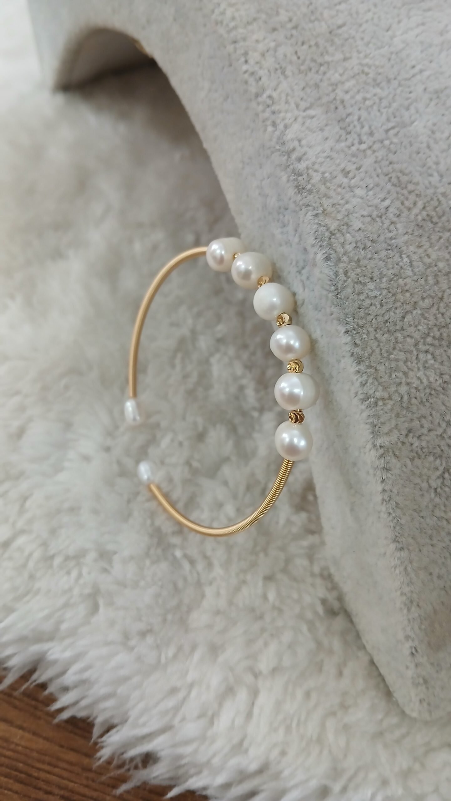 Oval shape simple real pearl imported bracelet