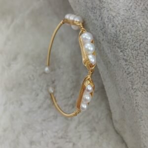 3 Frames pattern real pearls bracelet