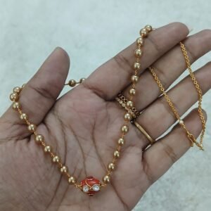 Gold swarouski with kundhan coral (kattutheega)