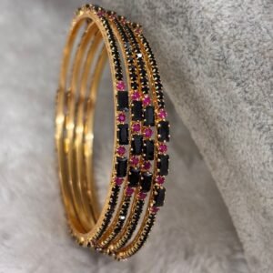 Black stones with black glasscut (set of 4)