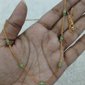 Light green emeralds with stone rings simple chain
