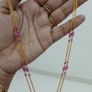 Pink CZ double line Micropolish chain