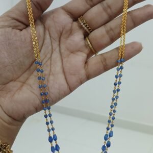 Blue CZ double line Micropolish chain