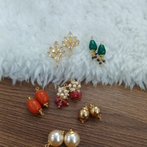 Real polki studs with real beads changeable options
