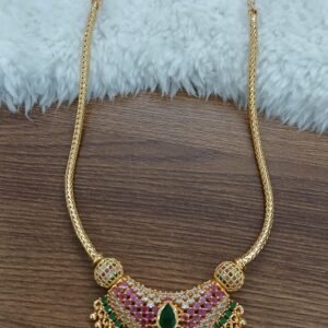 White stone with multi boat shape pendant Micropolish nann chain