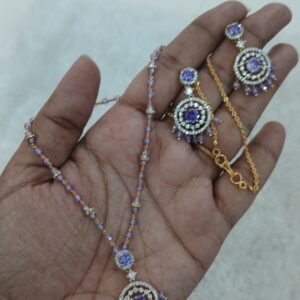 Diamond copy Violet CZ kattutheega neck set