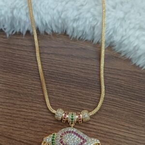 Multi stones shankam pendant with Micropolish naan chain