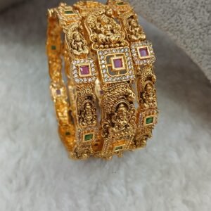 Lakshmi with Peacock nakshi bangles (set of 3)