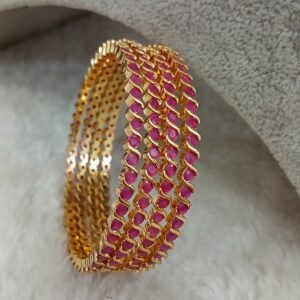 Full ruby with S pattern bangles (set of 4)