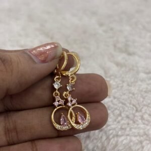 Simple stone hanging ring pattern earrings