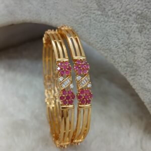 2.6 Double frame with small ruby flower & uncuts ( set of 2)