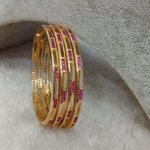 2.6 Gold copy small ruby stone Micropolish bangles (set of 4)