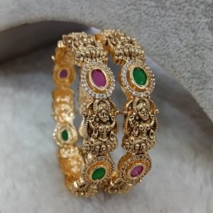 2.6 Big size lakshmi nakshi with multi stone bangles (set of 2)