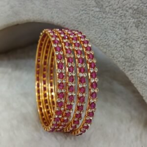 2.6 CZ with pink spinels Micropolish bangles (set of 4)