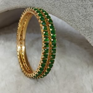 2.6 Green glass stone Micropolish bangles (set of 2)