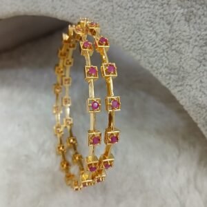 2.6 Square frame with ruby stone Micropolish bangles (set of 2)