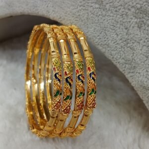 2.6 Multi colored meenakari design gold copy Micropolish bangles (set of 4)