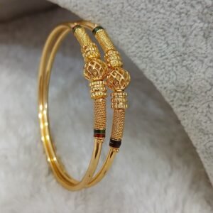 2.6 Round plain with net ball & simple meenakari detailing Micropolish bangles (set of 2)