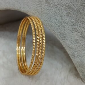 2.6 Plain small flower cutting Micropolish bangles (set of 4)