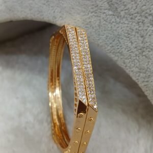 2.6 Designer pattern Micropolish bangles with white stones (set of 2)