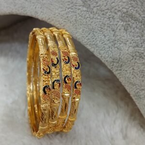 2.6 Blue Peacock meenakari gold copy Micropolish bangles (set of 4)