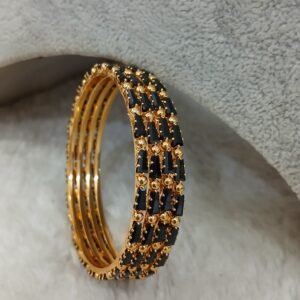2.6 Black glass cut with gold balls Micropolish bangles (set of 4)