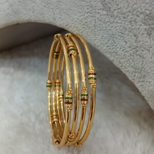 2.6 Plain with simple meenakari Micropolish bangles (set of 4)