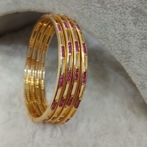 2.10 Simple gold copy small ruby Micropolish bangles (set of 4)