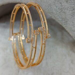 2.10 Designer white stone Micropolish bangles (set of 2)