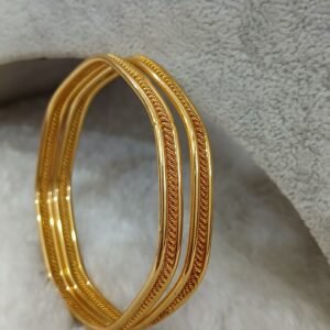 2.10 Benzene shaped plain Micropolish bangles with spring design (set of 2)